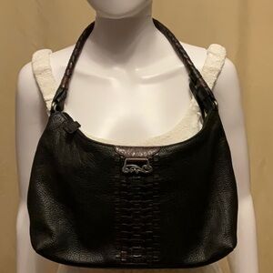 Elegant Brighton Black Pebble Leather Shoulder Bag